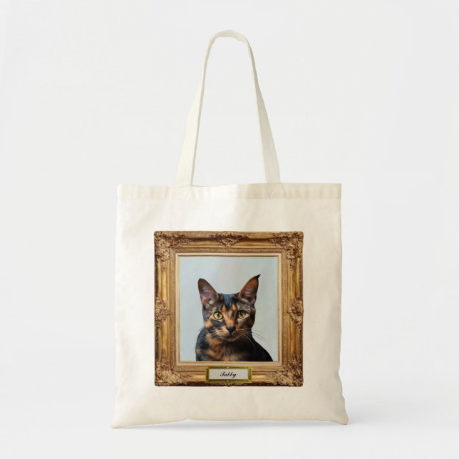 Bolsa Tote Custom Pet Portrait Tote – Your Cat in a Frame (Frente)