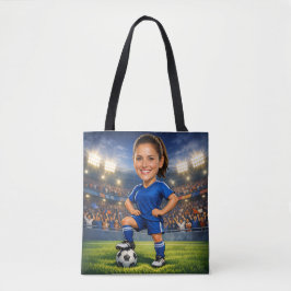 Bolsa Tote Custom Photo-Face Soccer/Football Star Caricature 
