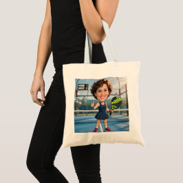 Bolsa Tote Custom Photo Head Padel/Pickleball Player Caricatu