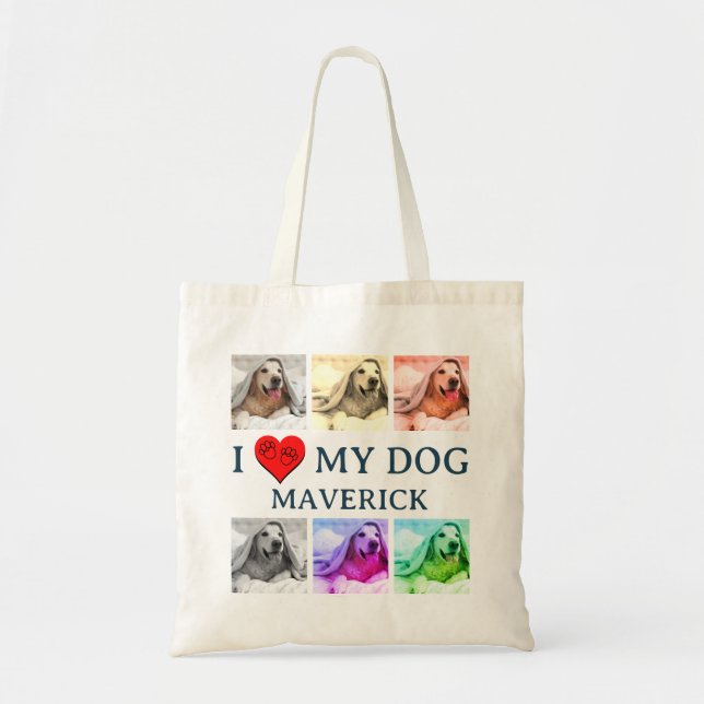 Bolsa Tote Custom Pop Art I LOVE MY DOG Pet Lover Gift (Frente)