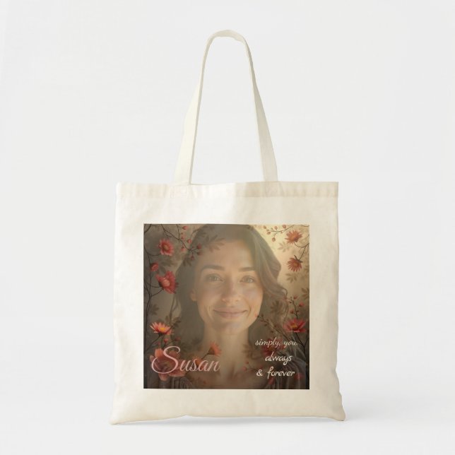 Bolsa Tote Custom Portrait for Her – Personalized Photo Gift (Frente)