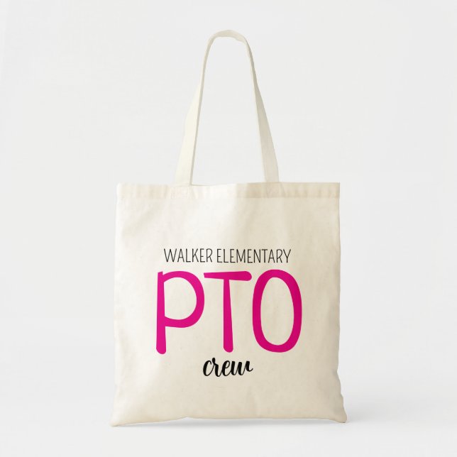Bolsa Tote Custom PTO Crew Bag, Parent Teacher Organization T (Frente)