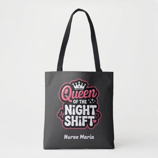 Bolsa Tote Custom Queen of the Night Shift Pink Nurse Crown (Frente)