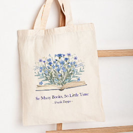 Bolsa Tote Custom Quote Blue Wildflowers Grow From Book