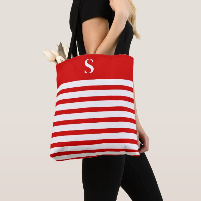 Bolsa Tote Custom Red Monogram  (Close Up)