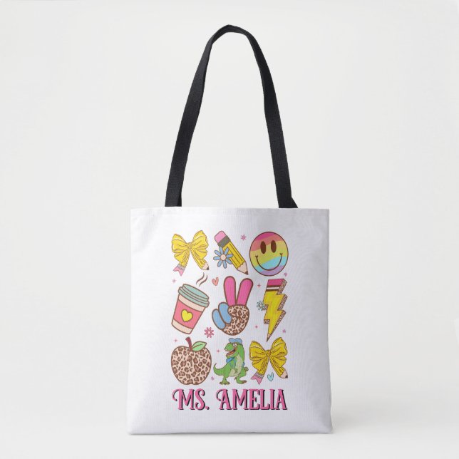 Bolsa Tote Custom Teacher Bag, Custom Back to School Bag (Frente)