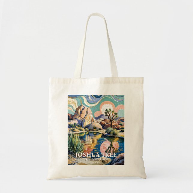 Bolsa Tote Custom Text Barker Dam Joshua Tree Van Gogh Desert (Frente)