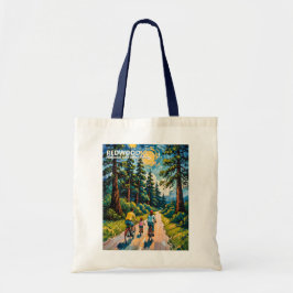 Bolsa Tote Custom Text Redwood Forest Family Cycling Colorful