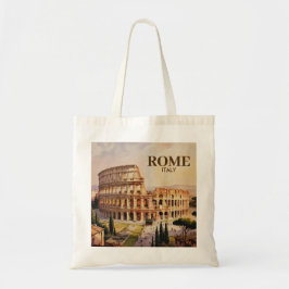 Bolsa Tote Custom Text Rome Italy Colosseum Retro Watercolor