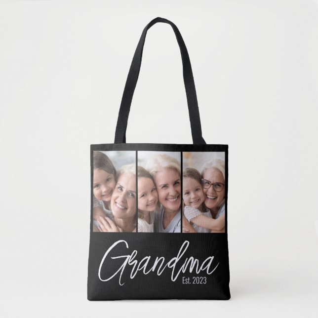 Bolsa Tote Customizable Grandma Established Year 3 Photo (Frente)