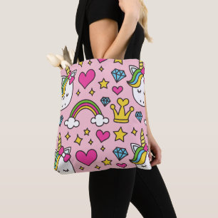 Bolsa Tote Cuta Magic Horse Cor-de-Rosa, Padrão do Unicórnio