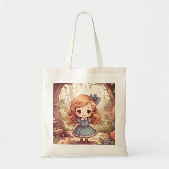Bolsa Tote Cute Alice in Wonderland Whimsical Woodland Art (Frente)