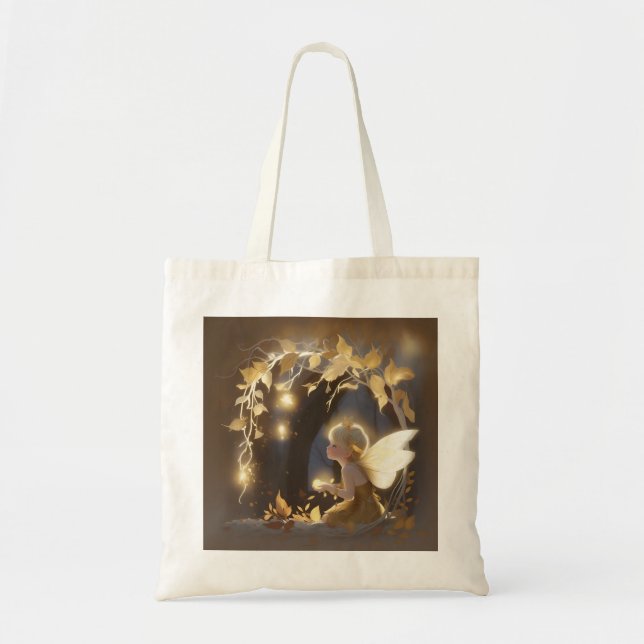 Bolsa Tote Cute Autumn Fairy with Glowing Flowers (Frente)