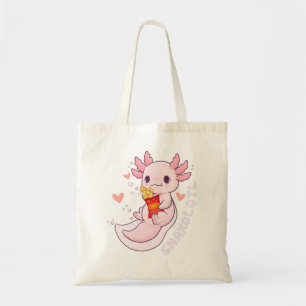 Bolsa Tote Cute Axolotl Lover Snaxolotl Kawaii Axolotl Comida