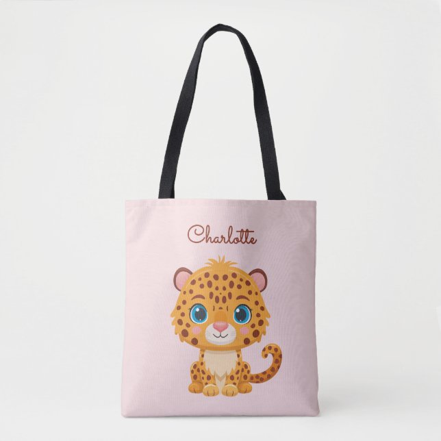 Bolsa Tote Cute Baby Leopard Safari Animal Kids (Frente)