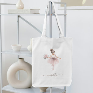 Bolsa Tote Cute Ballerina Whimsical Girlie Name
