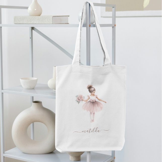 Bolsa Tote Cute Ballerina Whimsical Girlie Name (Criador carregado)
