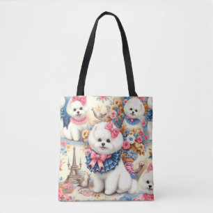 Bolsa Tote Cute Bichon Frisé Seamless