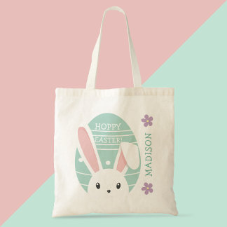 Bolsa Tote Cute Bunny Hoppy Páscoa caçada de ovos Nome Person