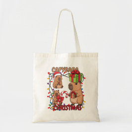 Bolsa Tote Cute Capybara Christmas Lights Festive Party