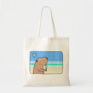 Bolsa Tote Cute Capybara em Beach Chilling out Capybara