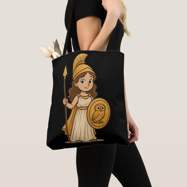Bolsa Tote Cute Cartoon Athena – Greek Goddess Mythology (Close Up)