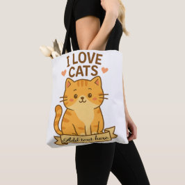 Bolsa Tote Cute Cat Lover Design – Editable Text Area