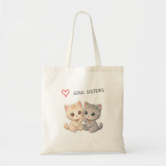 Bolsa Tote Cute Cat Soul Sisters – Best Sister Tote Bag