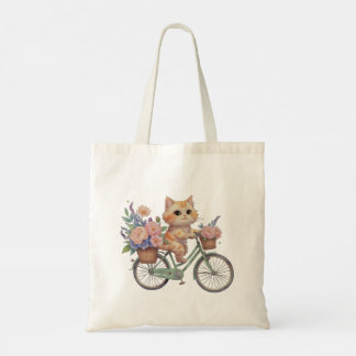Bolsa Tote Cute Cat Tote Bag – Floral Bike Design