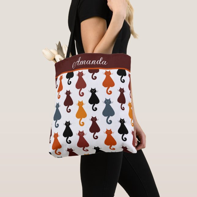 Bolsa Tote Cute Cats Pattern Personalized (Close Up)