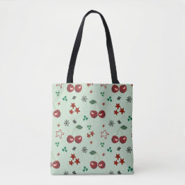 Bolsa Tote Cute Cherry Pattern Mint Green Cottagecore