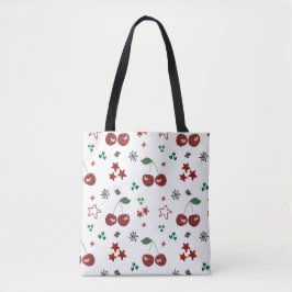 Bolsa Tote Cute Cherry Pattern Mint Green Cottagecore