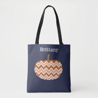 Bolsa Tote Cute Chevrons Pumpkin | Personalizado