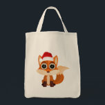 Bolsa Tote Cute Christmas Fox Cartoon Holiday Animal Festive<br><div class="desc">Carry holiday joy on every shopping trip 🦊🎄 This adorable cartoon fox, with big expressive eyes and a cozy Santa hat, brings cute kawaii vibes, festive charm, and winter aesthetics to your everyday errands. Perfect for groceries, holiday shopping, or as a fun and practical gift, this tote spreads joy wherever...</div>