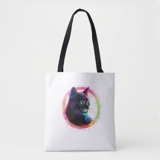 Bolsa Tote cute color full cat design  (Frente)
