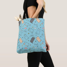 Bolsa Tote Cute & Cozy Sleepy Cat Dreams Pattern