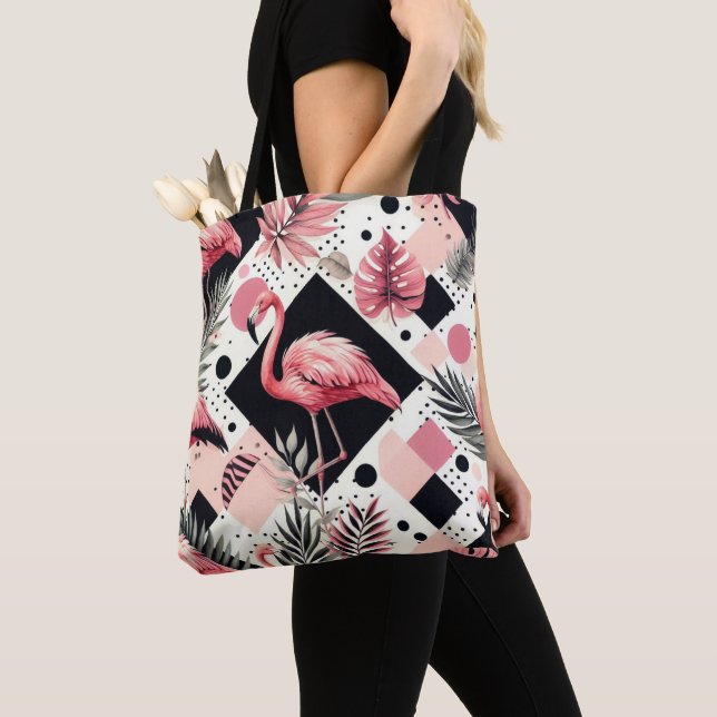 Bolsa Tote Cute Flamingo Geométrico (Close Up)
