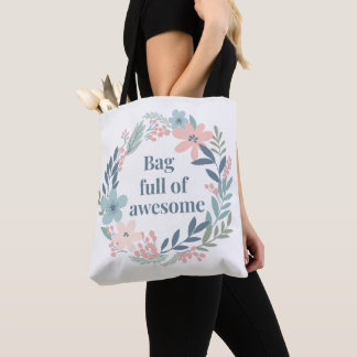 Bolsa Tote Cute Floral Design, Positive Quote Gift for Women