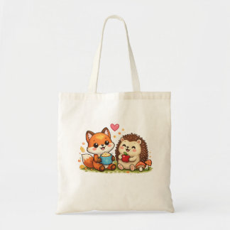 Bolsa Tote Cute Fox and Hedgehog Tote Bag – Adorable Woodland