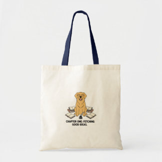 Bolsa Tote Cute Golden Retriever Academic Vibes Natural Color