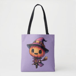 Bolsa Tote Cute Halloween pumpkin witch