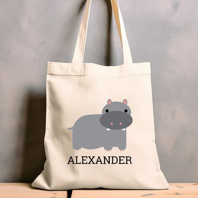 Bolsa Tote Cute Hippopotamus Kids Personalizado (Criador carregado)
