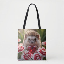 Bolsa Tote Cute January Hedgehog with Garnet Heart