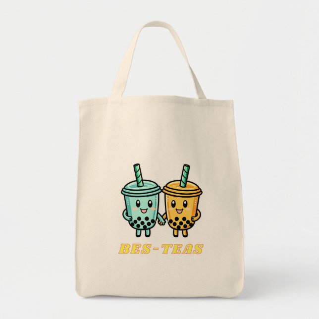 Bolsa Tote Cute Kawaii Boba Bubble Tea (Frente)