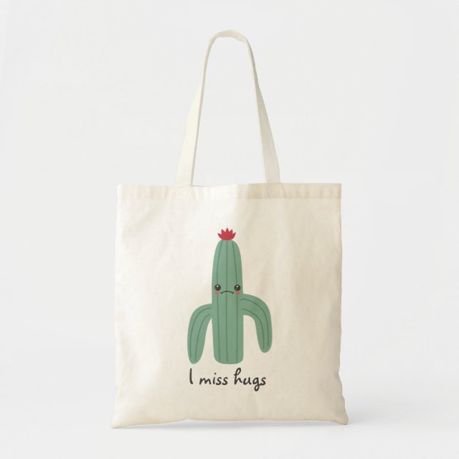 Bolsa Tote Cute Kawaii Cactus Misses Hugs (Frente)
