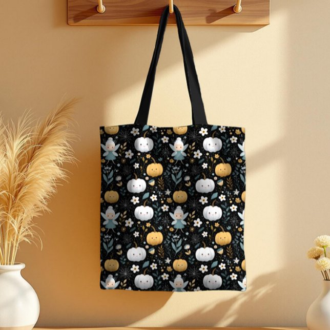 Bolsa Tote Cute Kawaii Halloween Fairy and Pastel Pumpkins (Criador carregado)
