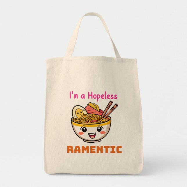 Bolsa Tote Cute Kawaii Ramen Japonês sobra (Frente)