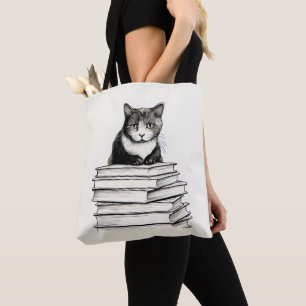 Bolsa Tote Cute Kitten em Livros