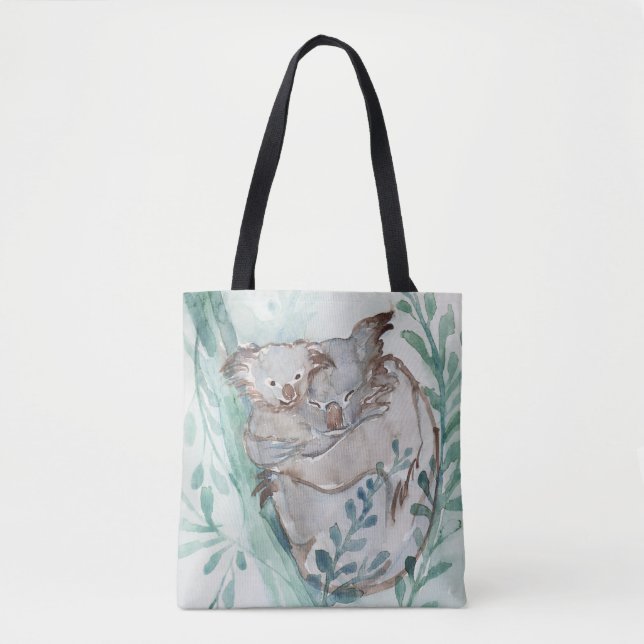 Bolsa Tote Cute Koala & Baby Watercolor (Frente)