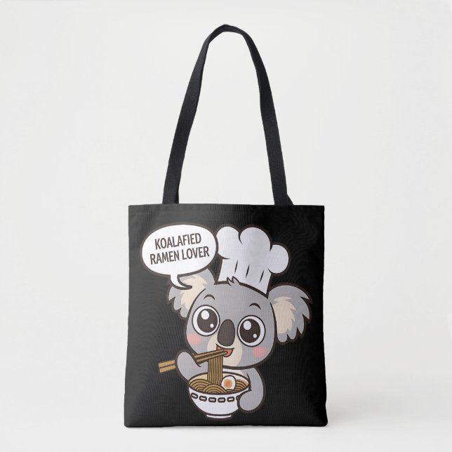 Bolsa Tote Cute Koala curtindo Ramen (Frente)